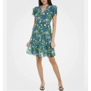 Cabi Womens Celebrate Reversible Floral Dress‎ Size XXL Green Blue Office 6148